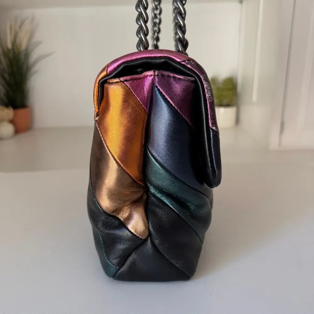 Kurt Geiger London Metallic Rainbow Stripe Kensington Convertible Shoulder Bag - Picture 6 of 11